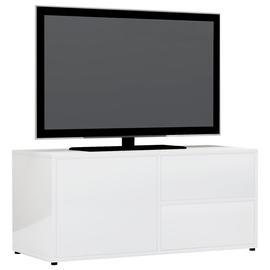 TV Cabinet High Gloss White 80x34x36 cm Chipboard